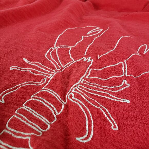 Loft Embroidered Lobster Sweater Tee Womens L Red Fisherman Coastal Nautical - Picture 8 of 10
